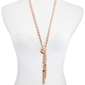 Guess woven rose gold tassel lariat necklace
